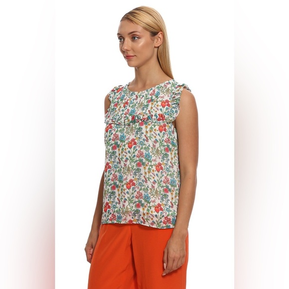 Brooks Brothers garden print ruffle tank , sz : 6 - Picture 2 of 11